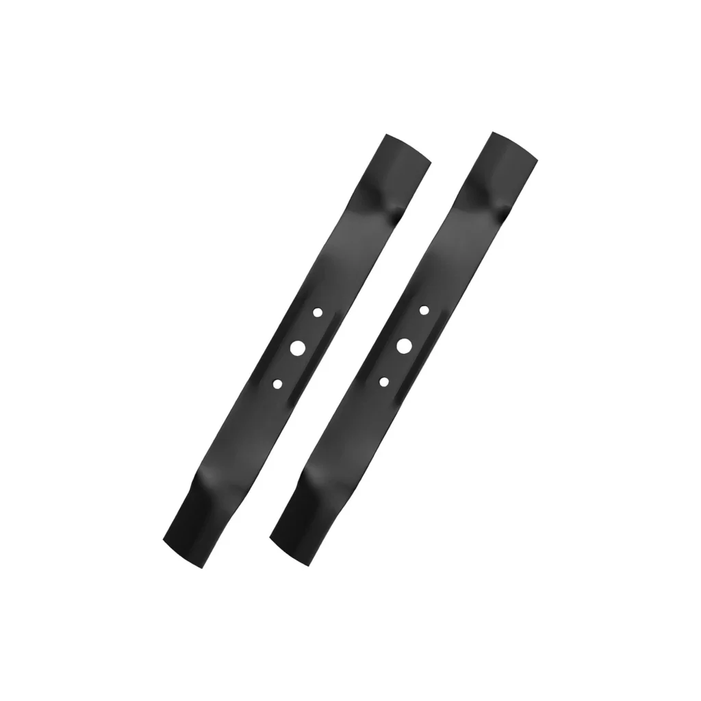 Two black metal rails with evenly spaced holes, laid diagonally on a white background.